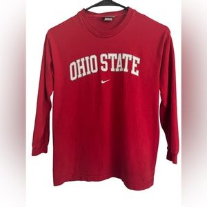 Vintage Ohio State OSU Nike Center Swoosh Kids Long Sleeve T-Shirt Size Large